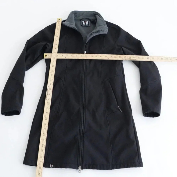 Vuarnet Black Fleece Lined Zip Up Long Length Light Jacket Size 6 - Picture 4 of 14